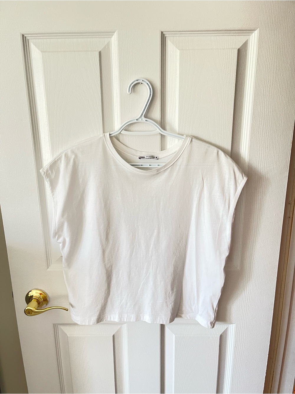 Zara White Cap-Sleeve Boxy Tee